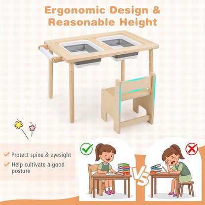 Kids Sensory Table Set Adjustable Height Chairs