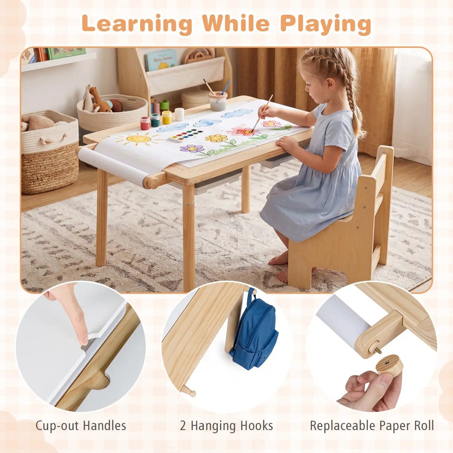Kids Sensory Table Set Adjustable Height Chairs