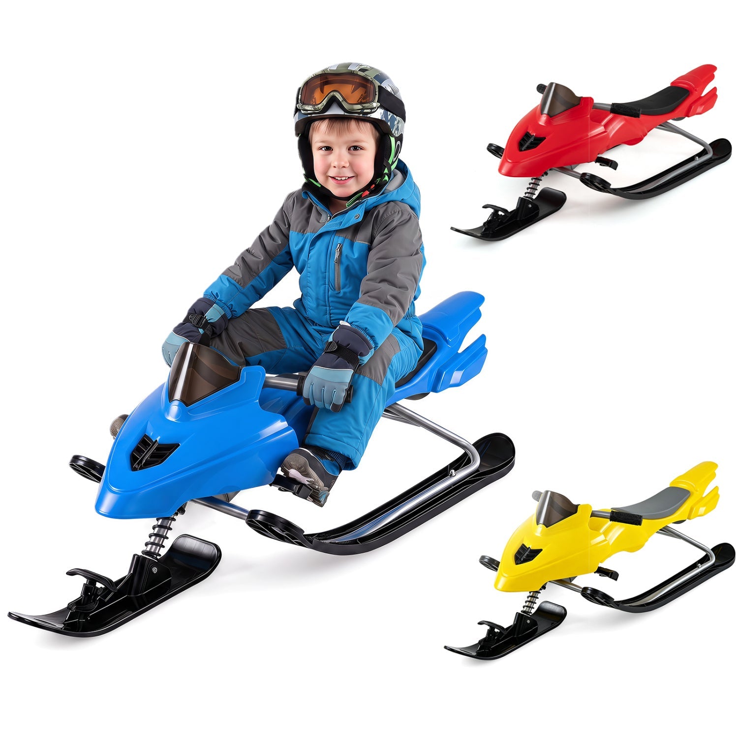 Snow Racer Sled blue DirectDeals with brakes and steering handle for kids on Tampa Home & Garden Store