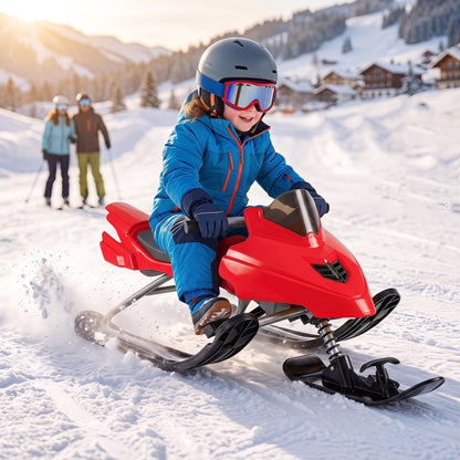 Snow Racer Sled for Kids red with brakes and steering by DirectDeals on Tampa Home & Garden Store