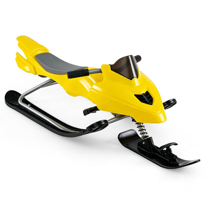 Snow Racer Sled with Brakes and Steering Handle by DirectDeals, yellow kids sled on Tampa Home & Garden Store