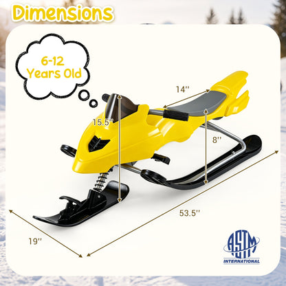 Snow Racer Sled DirectDeals yellow kids sled with brakes and steering handle on Tampa Home & Garden Store