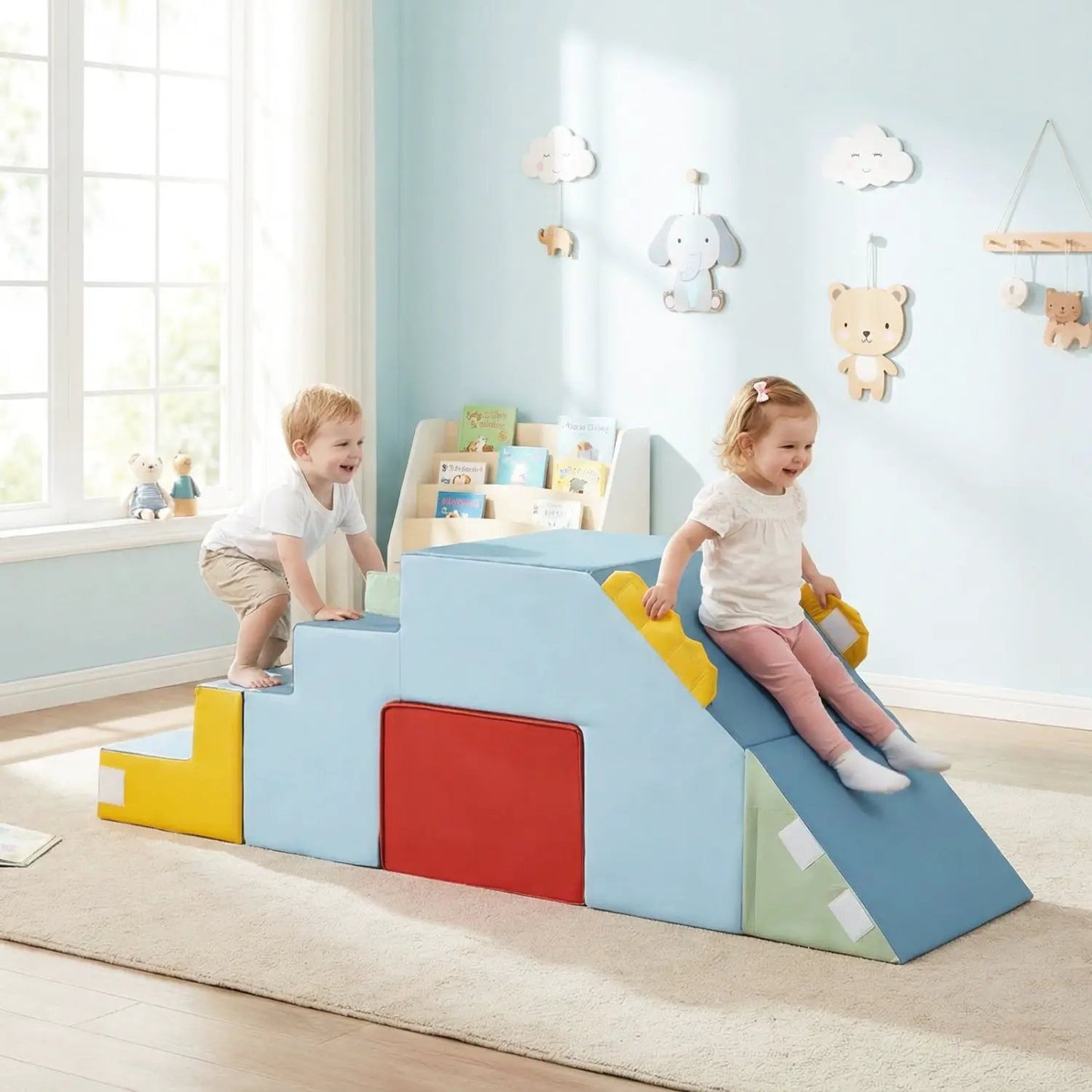 Kids Soft Foam Blocks Velvet Covers Table Set