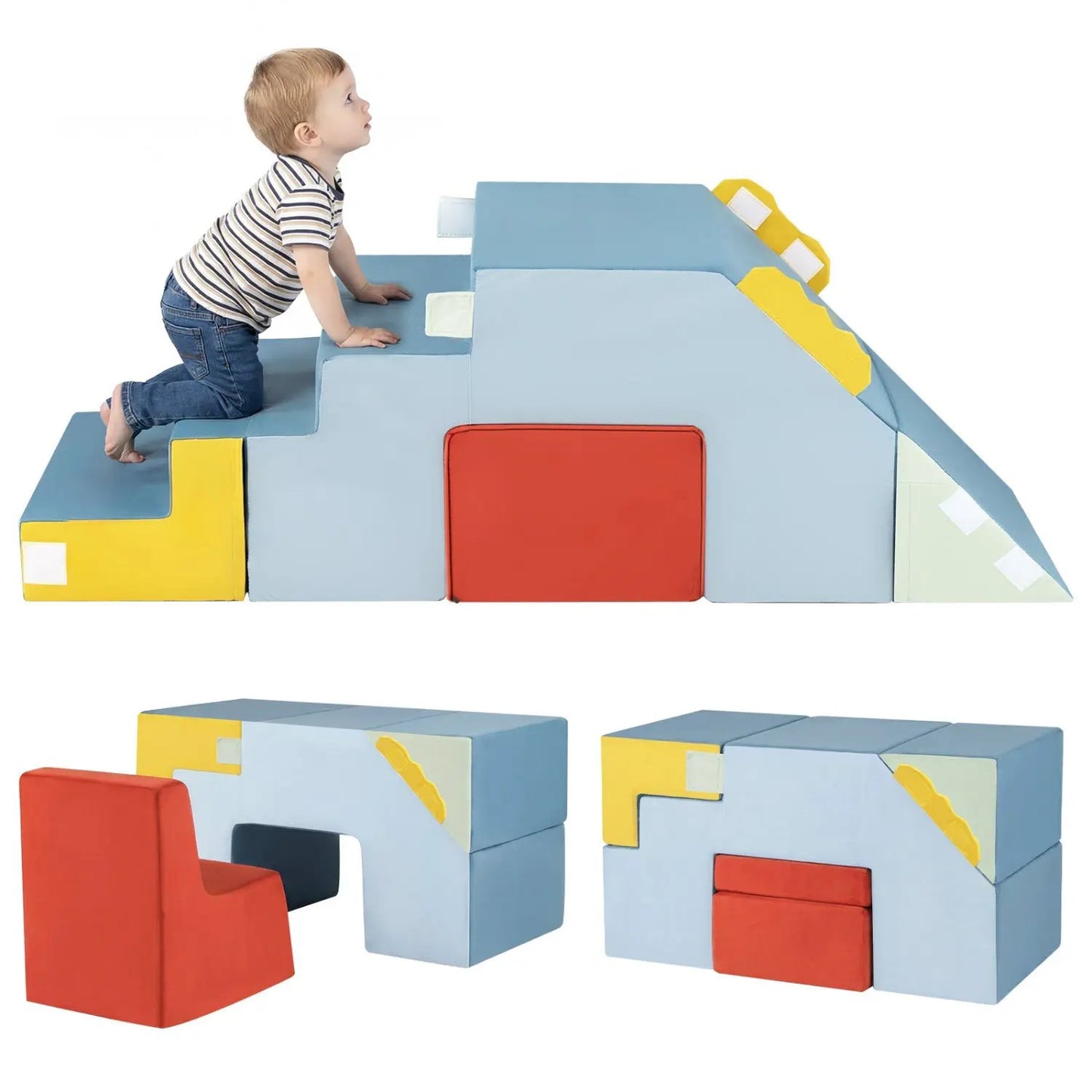 Kids Soft Foam Blocks Velvet Covers Table Set