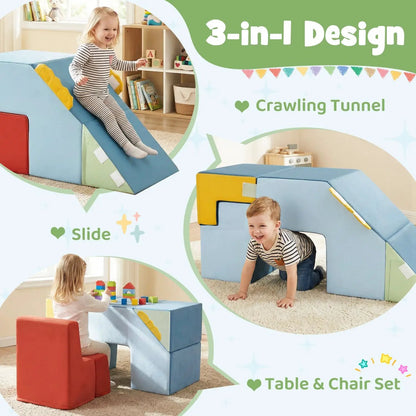 Kids Soft Foam Blocks Velvet Covers Table Set