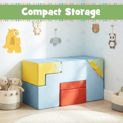 Kids Soft Foam Blocks Velvet Covers Table Set