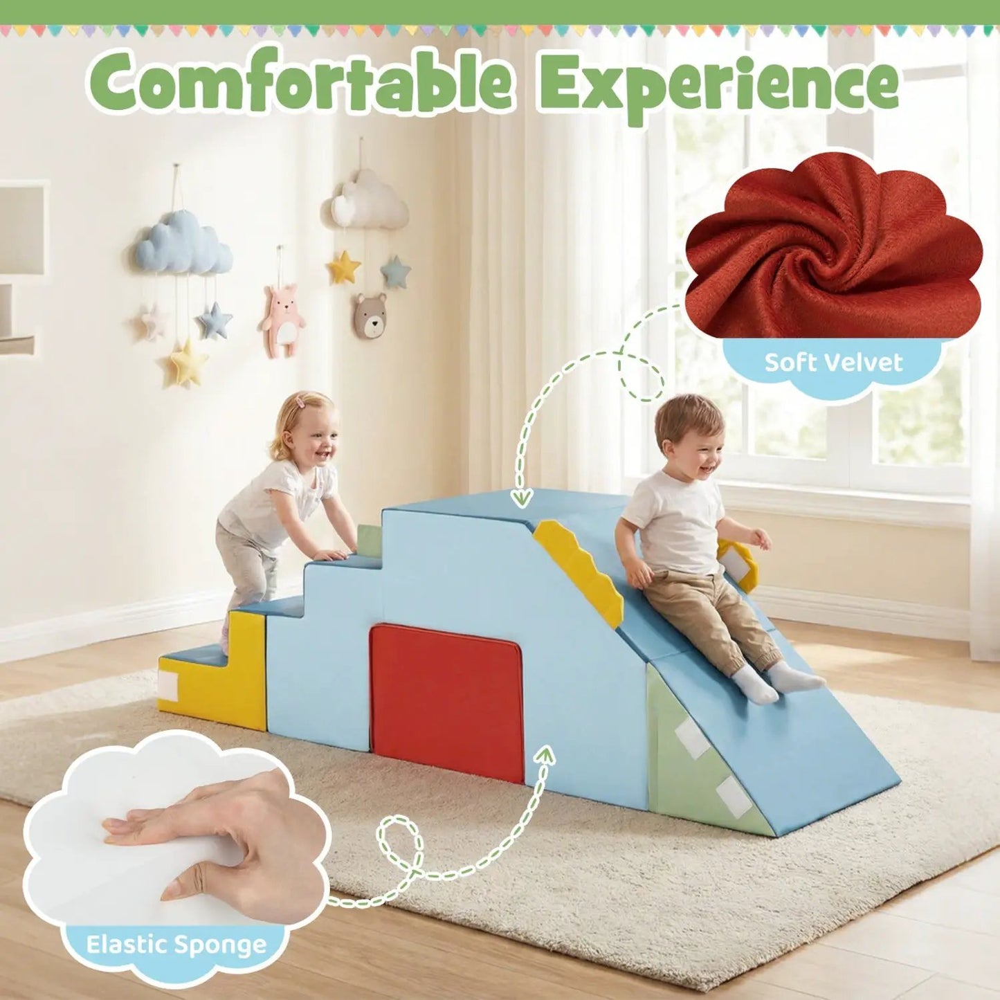 Kids Soft Foam Blocks Velvet Covers Table Set