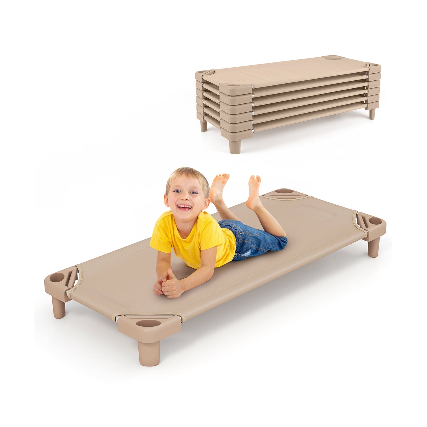 Kids Stackable Daycare Cot Pack of 6 with Detachable Oxford Cloth