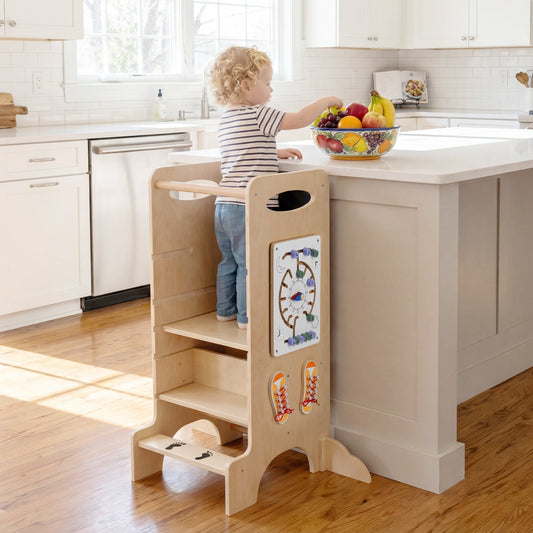Kids Standing Tower with Detachable Chalkboard and Montessori Games for 3+ Years Old - Tampa Home & Garden Store
