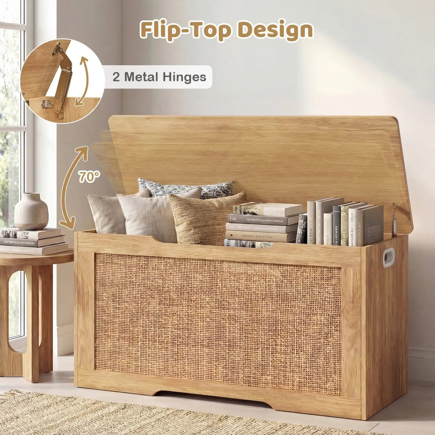Kids Storage Bench Toy Box Flip Top with Handles