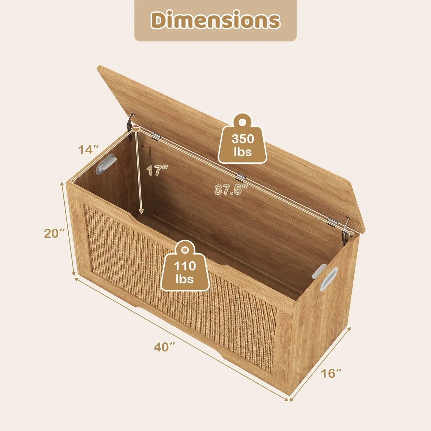 Kids Storage Bench Toy Box Flip Top with Handles
