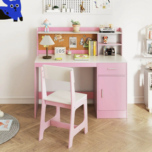 DirectDeals pink and white kids study desk set with storage and bulletin board on Tampa Home & Garden Store