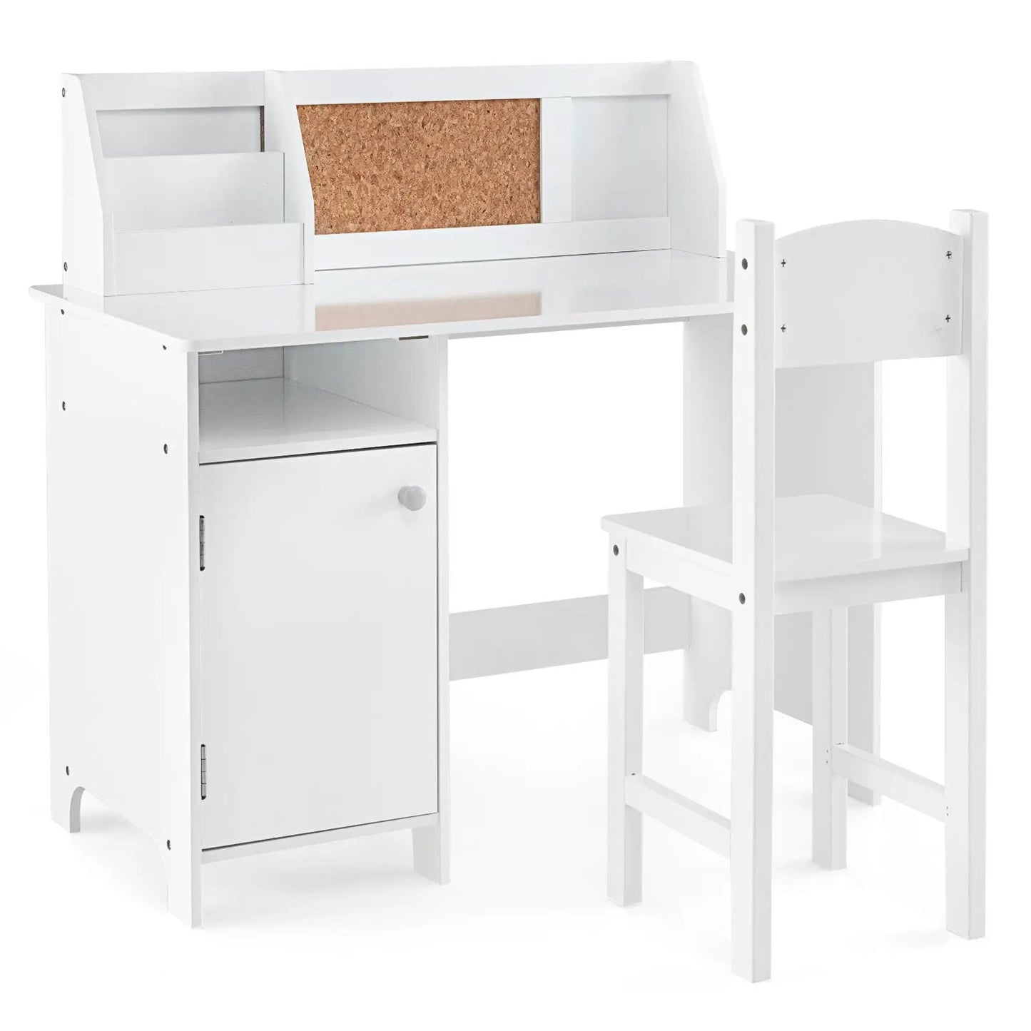 Kids Study Desk and Chair Set with Cabinet