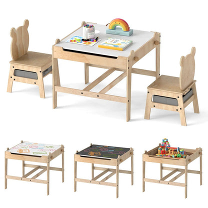 Kids Table and Chair Set Reversible Whiteboard