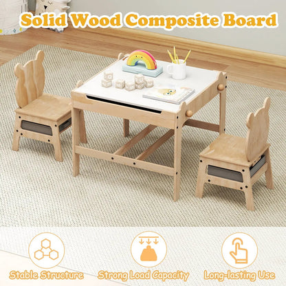 Kids Table and Chair Set Reversible Whiteboard