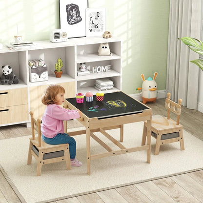 Kids Table and Chair Set Reversible Whiteboard