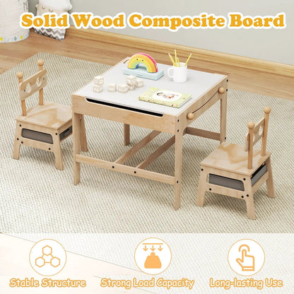 Kids Table and Chair Set Reversible Whiteboard