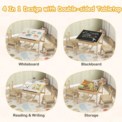 Kids Table and Chair Set Reversible Whiteboard