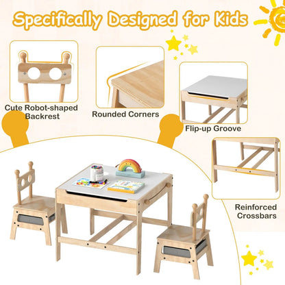 Kids Table and Chair Set Reversible Whiteboard
