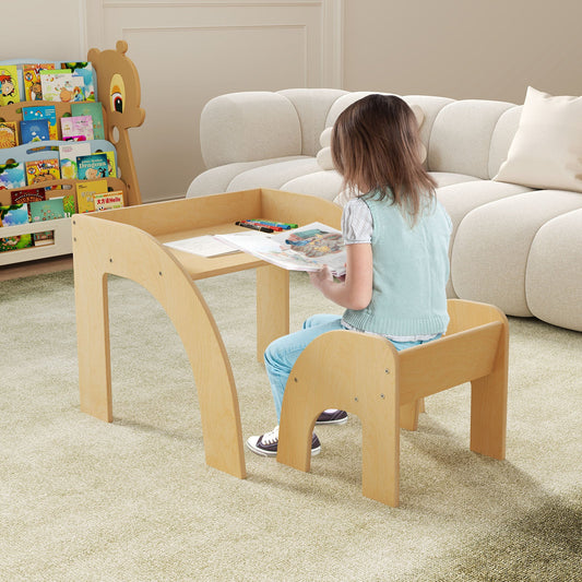 Kids Table and Chair Set with Wide Tabletop and Curved Edges for Kids Room - Tampa Home & Garden Store