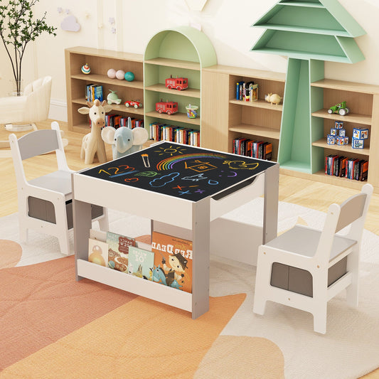 4 in 1 Kids Toddler Activity Table and Chairs Set with Reversible Tabletop - Tampa Home & Garden Store