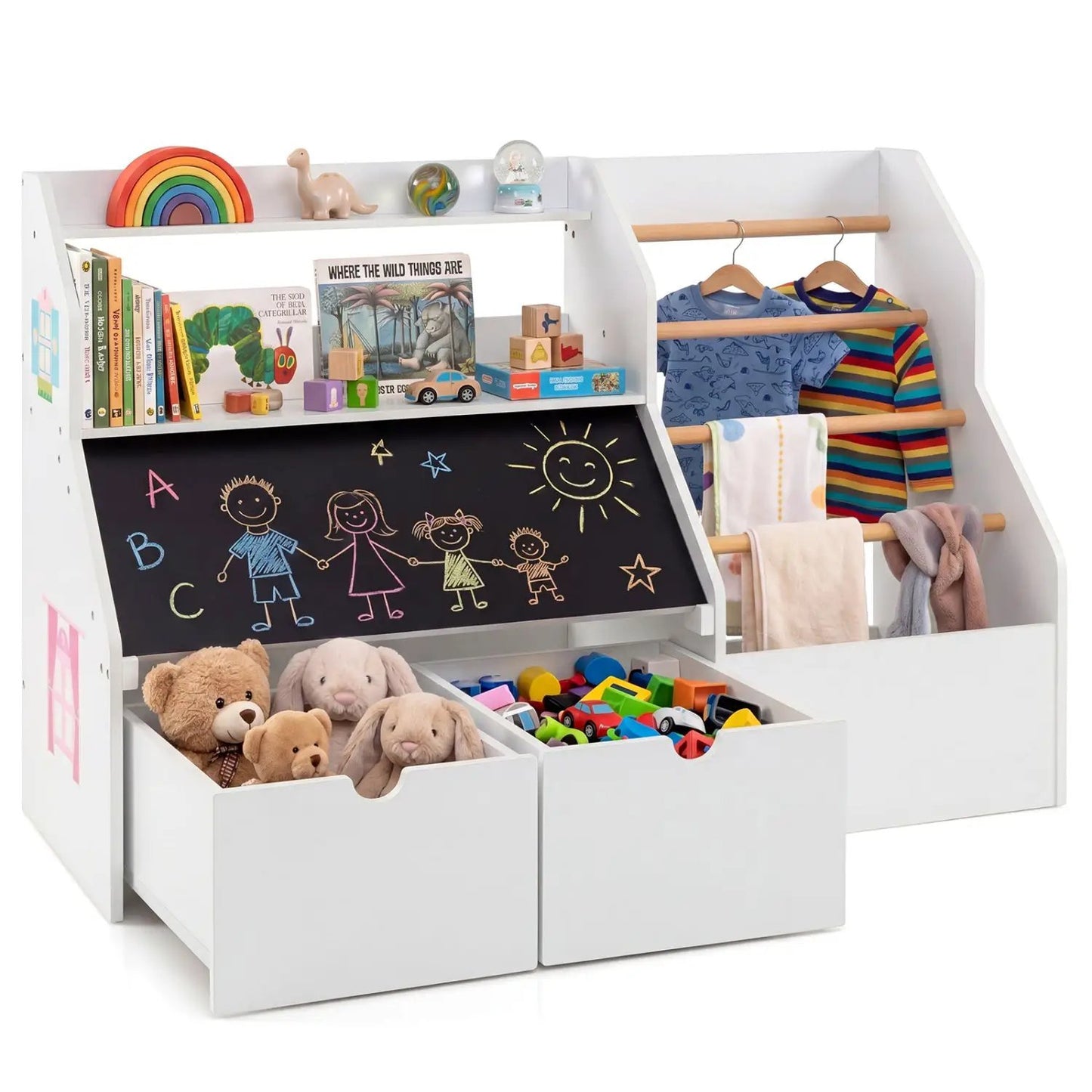 Kids Toy Storage Organizer Flip Up Blackboard