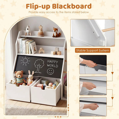 Kids Toy Storage Organizer Flip Up Blackboard