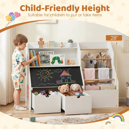 Kids Toy Storage Organizer Flip Up Blackboard