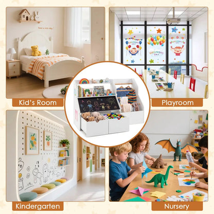 Kids Toy Storage Organizer Flip Up Blackboard
