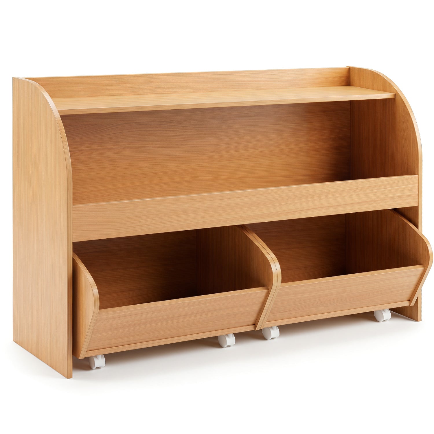 Kids Storage Organizer Rolling Drawers & Bookshelf DirectDeals natural wood curved sides wheels on Tampa Home & Garden Store