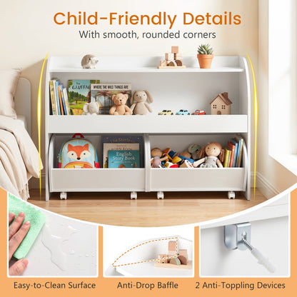 DirectDeals Kids Storage Organizer with Rolling Drawers & Bookshelf, white on Tampa Home & Garden Store