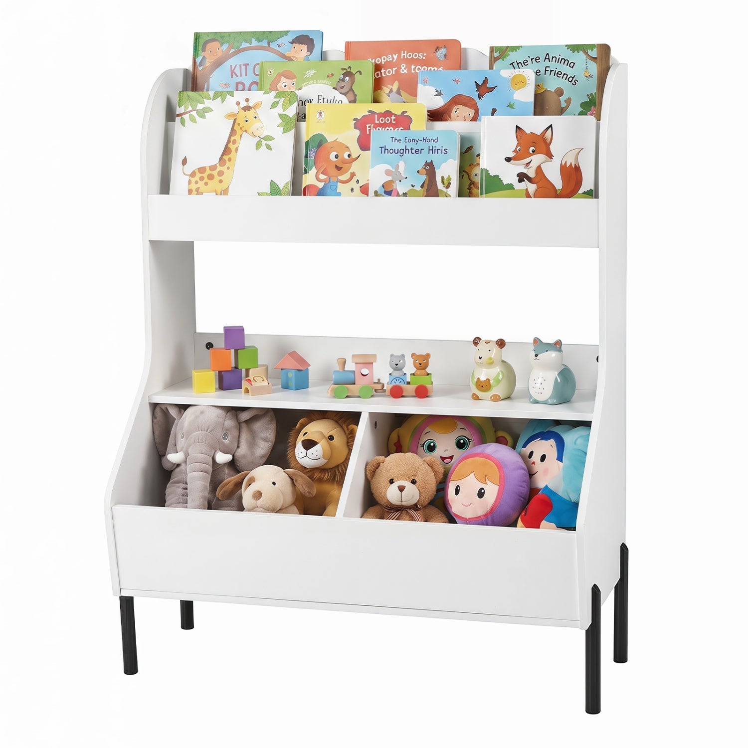 Kids Toy Storage Organizer with Bookshelf and Bins DirectDeals white holds books and plush toys on Tampa Home & Garden Store