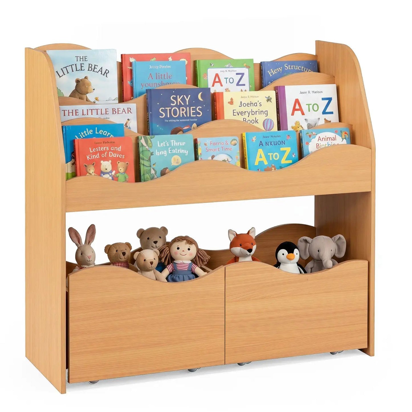 Kids Storage Organizer with Drawers and Bookshelf