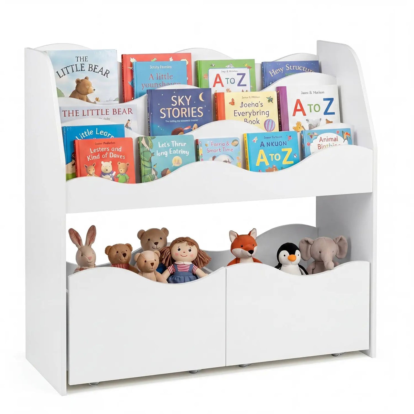 Kids Storage Organizer with Drawers and Bookshelf