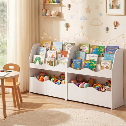 Kids Storage Organizer with Drawers and Bookshelf