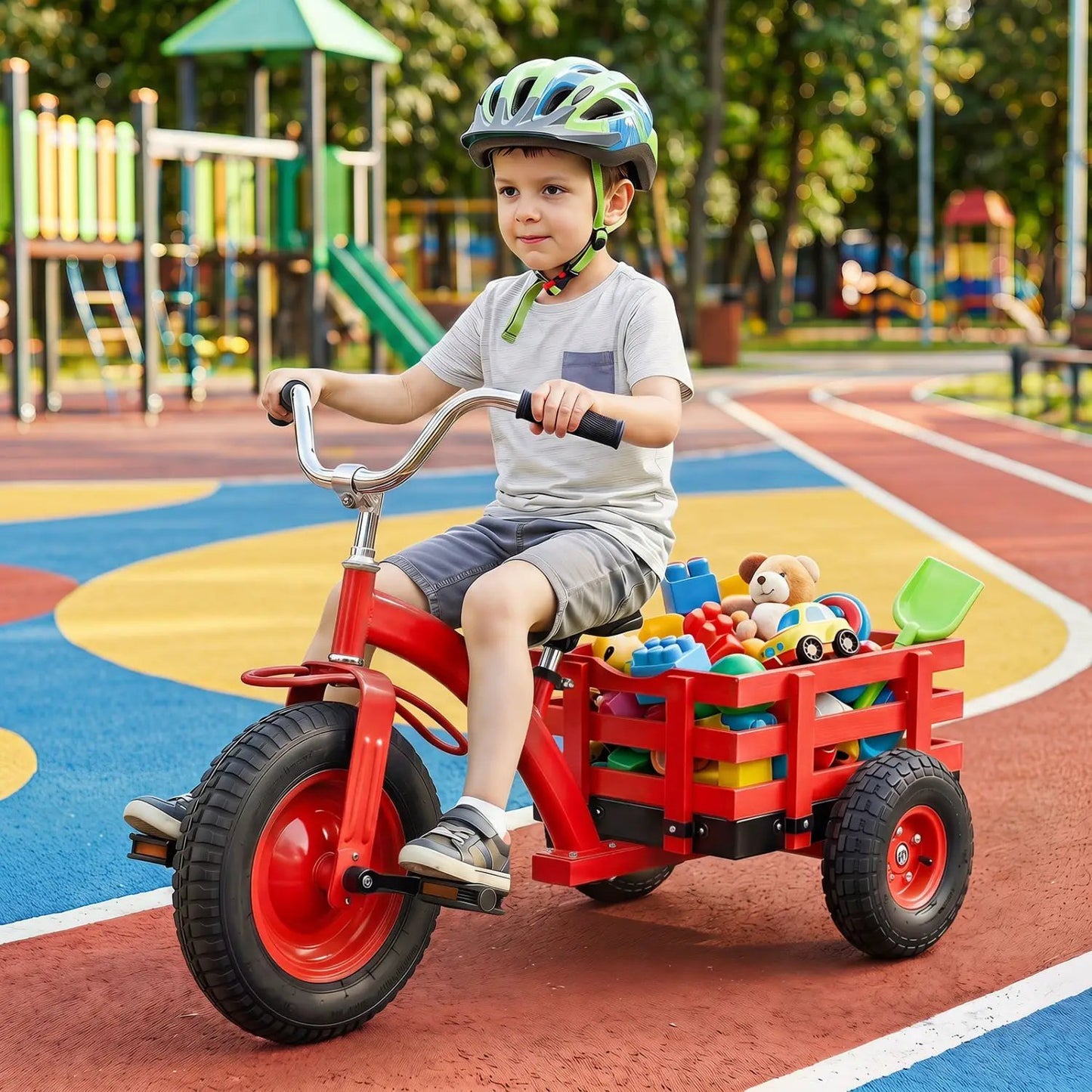Kids Tricycle With 15-Inch Inflatable Rubber Tires