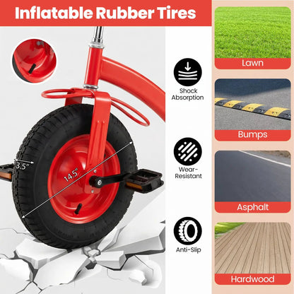 Kids Tricycle With 15-Inch Inflatable Rubber Tires