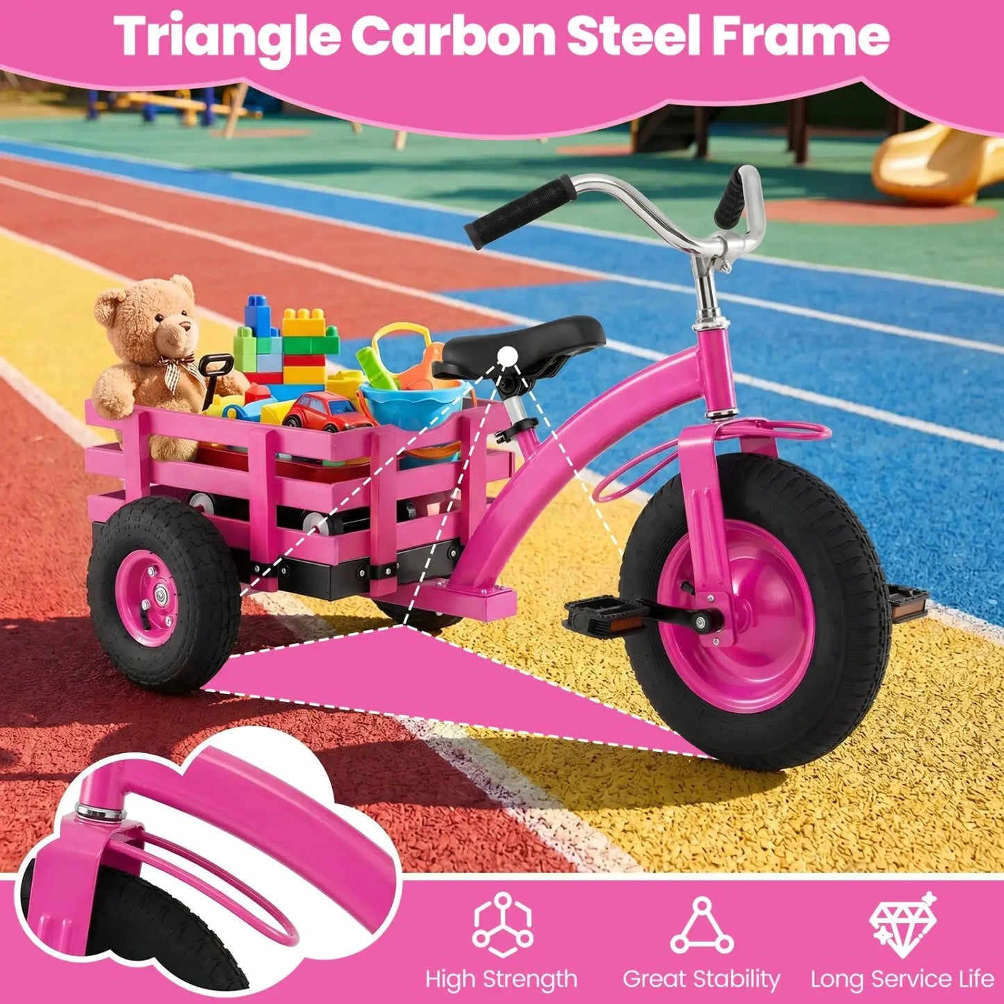 Kids Tricycle With 15-Inch Inflatable Rubber Tires
