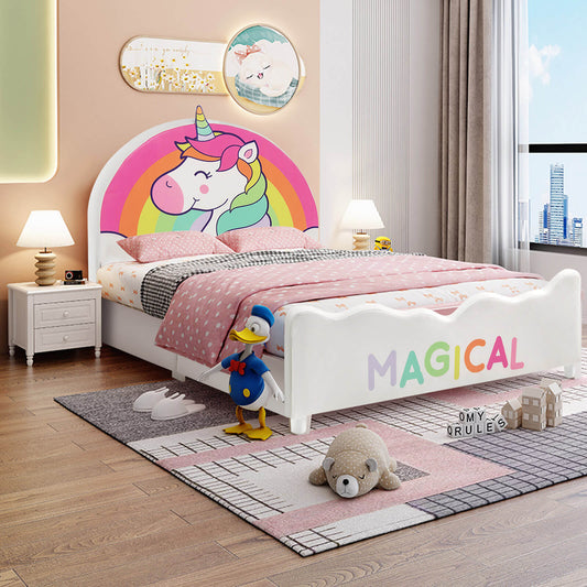 Children Twin Size Upholstered  Platform Single Bed - Tampa Home & Garden Store