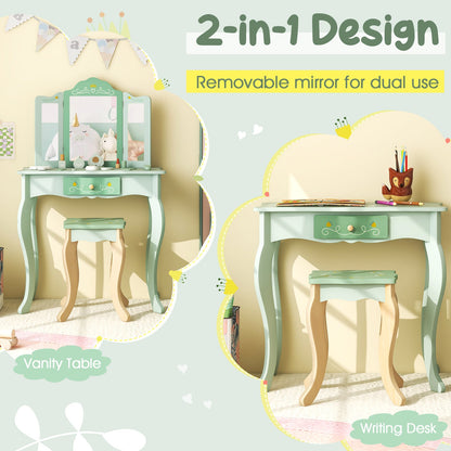 Kids Vanity Set with Tri-folding Mirror