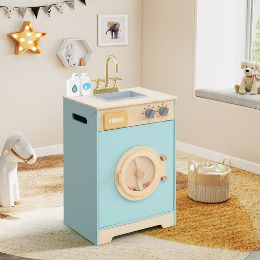 Kids Washer Playset Toy Washing Machine with Laundry Detergent-Blue - Tampa Home & Garden Store