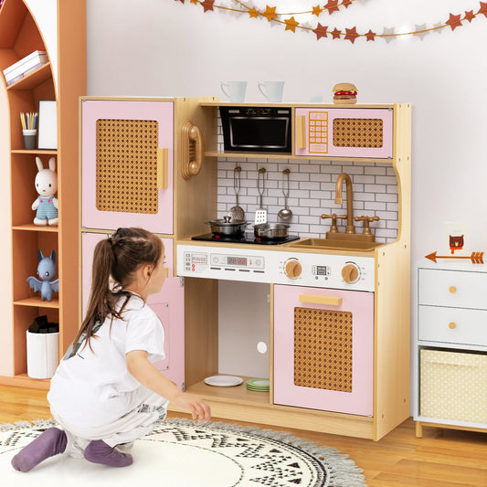 Kids Wooden Kitchen Playset with Realistic Lights and Sounds - Tampa Home & Garden Store