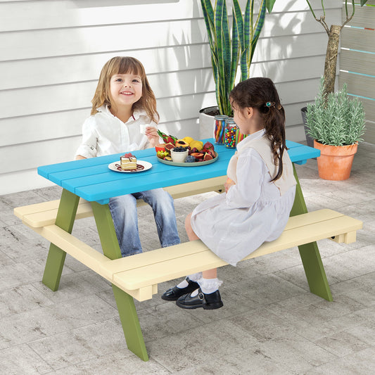 Kids Wooden Picnic Table Set Toddler Activity and Dining Table with Built-in Benches - Tampa Home & Garden Store