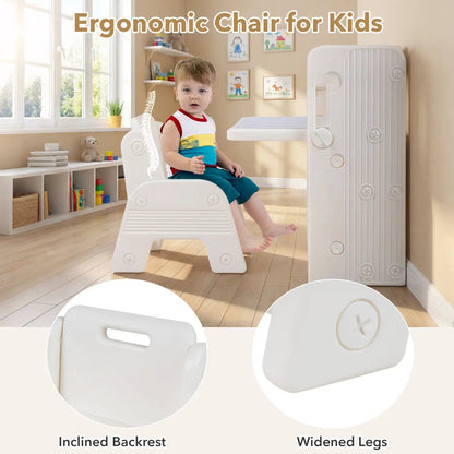 Kids Writing Desk and Chair Set with Bookshelves