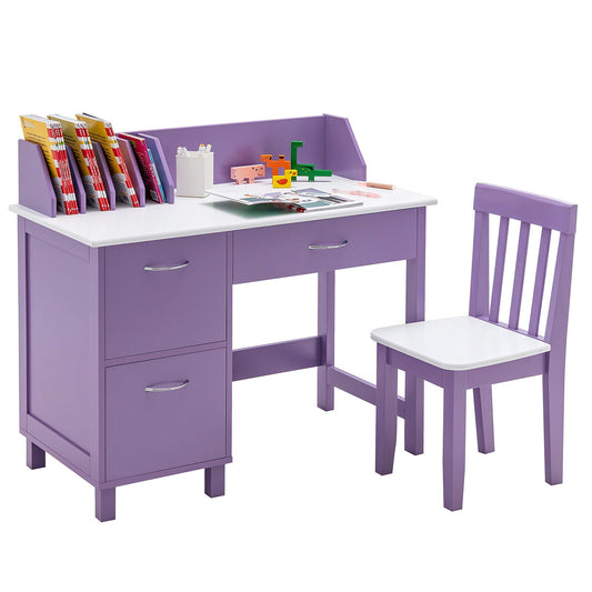 Kids Wooden Writing Furniture Set with Drawer and Storage Cabinet - Tampa Home & Garden Store