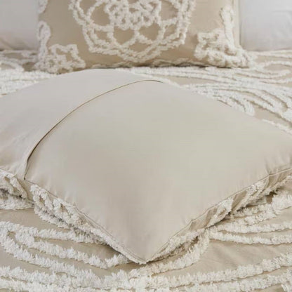 King 100-Percent Cotton Chenille Bedspread with Fringe Hem in Khaki Taupe Beige - Tampa Home & Garden Store