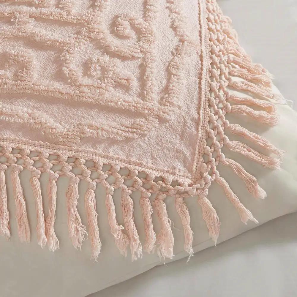 King 100-Percent Cotton Chenille Bedspread with Fringe Hem in Pink Blush - Tampa Home & Garden Store