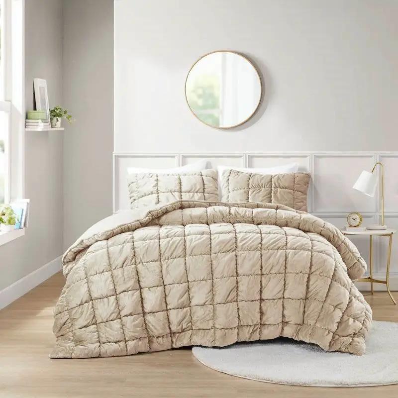 King Beige Velvety Soft Down Alternative Comforter Set - Tampa Home & Garden Store