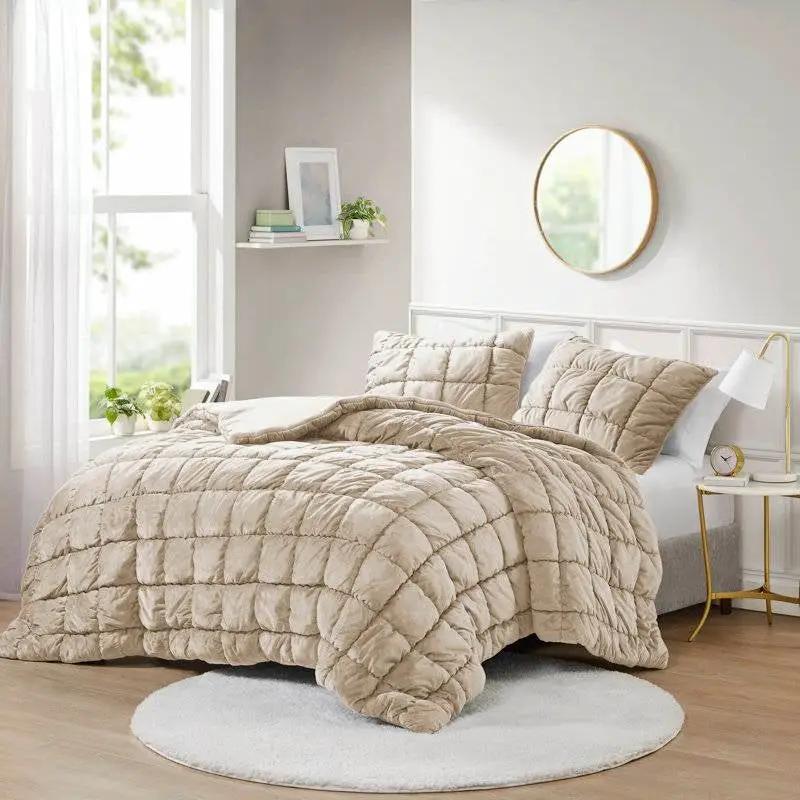 King Beige Velvety Soft Down Alternative Comforter Set - Tampa Home & Garden Store