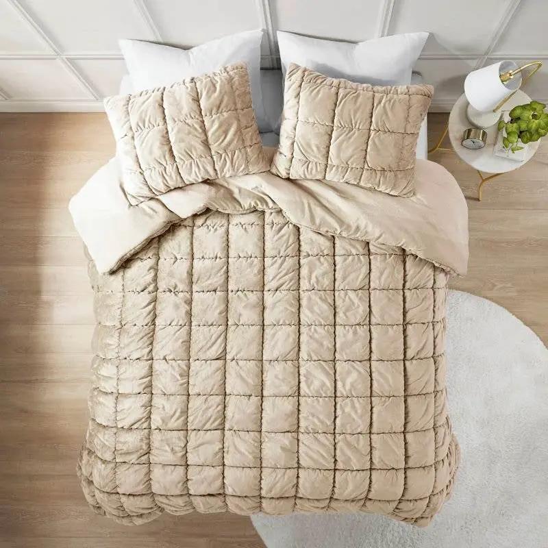 King Beige Velvety Soft Down Alternative Comforter Set - Tampa Home & Garden Store